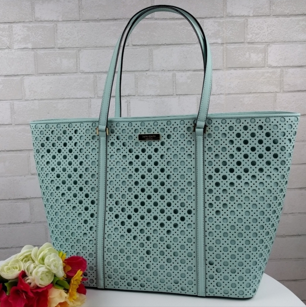 Kate Spade Teal Large Zip top tote